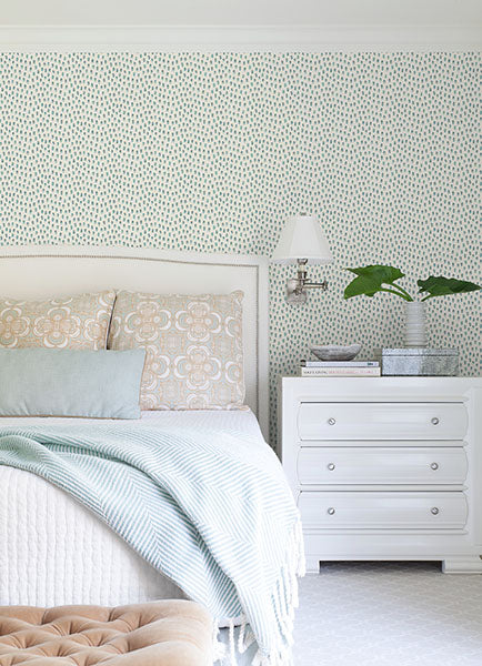 Purchase 4071-71061 Advantage Wallpaper, Sand Drips Aqua Painted Dots - Blue Heron1