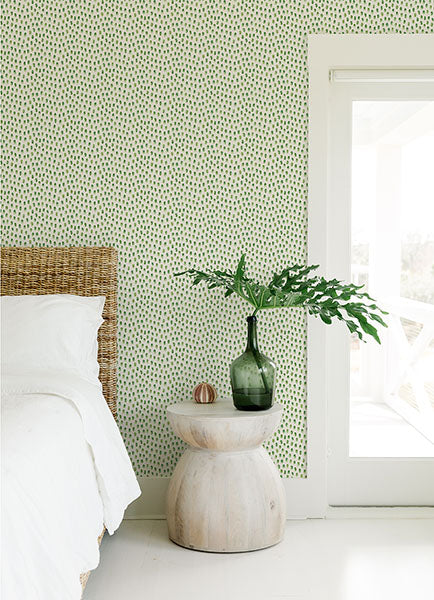 Purchase 4071-71062 Advantage Wallpaper, Sand Drips Green Painted Dots - Blue Heron1
