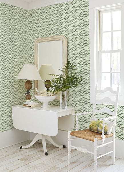 Purchase 4071-71062 Advantage Wallpaper, Sand Drips Green Painted Dots - Blue Heron12