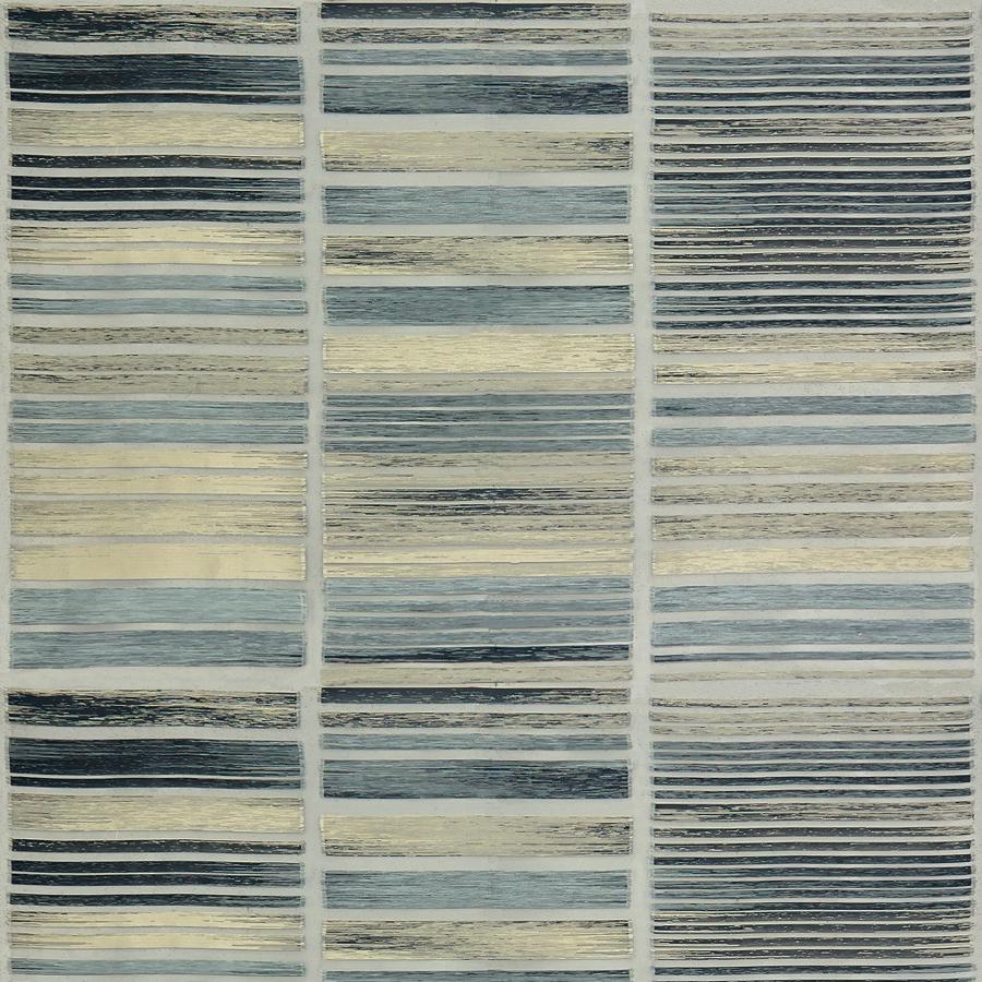 Sample 4081.511.0 Sheer Drama Grey Slate Blue Drapery Stripes Fabric by Kravet Couture