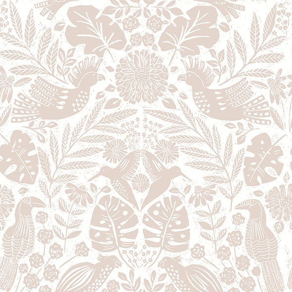 Purchase 4122-27002 A-Street Wallpaper, Nestle Pink Bird Block Print - Terrace