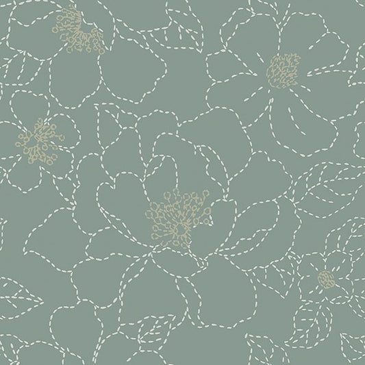 Purchase 4122-27006 A-Street Wallpaper, Gardena Sea Green Embroidered Floral - Terrace