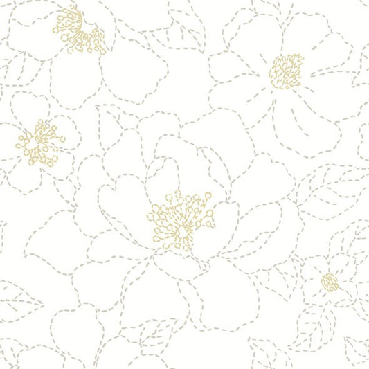 Purchase 4122-27007 A-Street Wallpaper, Gardena White Embroidered Floral - Terrace