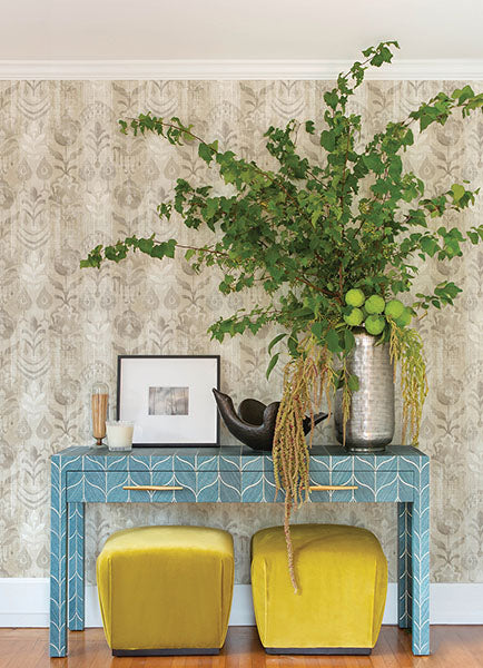 Purchase 4122-27015 A-Street Wallpaper, Pavord Neutral Floral Shibori - Terrace1