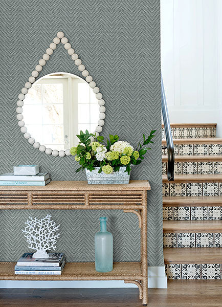 Purchase 4122-27044 A-Street Wallpaper, Glynn Denim Chevron - Terrace12