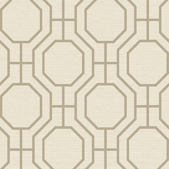 Purchase 4122-27046 A-Street Wallpaper, Manor Taupe Geometric Trellis - Terrace