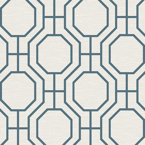 Purchase 4122-27048 A-Street Wallpaper, Manor Blue Geometric Trellis - Terrace