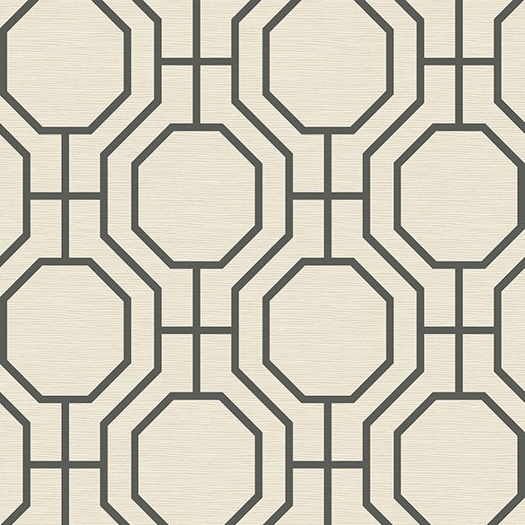 Purchase 4122-27049 A-Street Wallpaper, Manor Black Geometric Trellis - Terrace