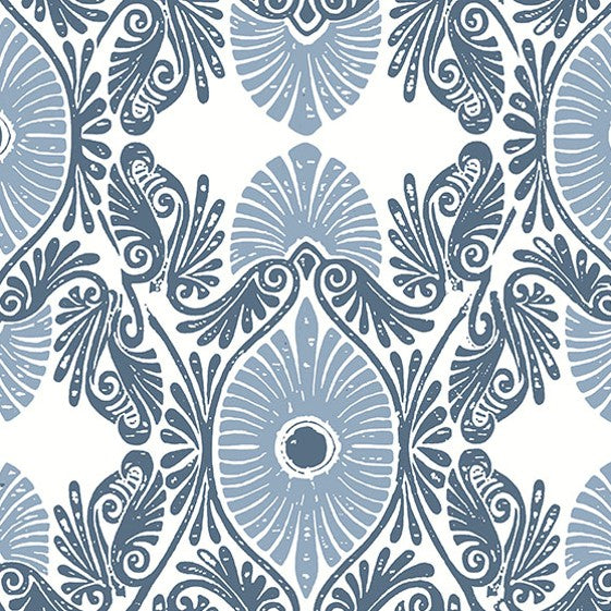 Purchase 4122-72401 A-Street Wallpaper, Villa Blue Embellished Ogee - Terrace