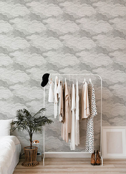 Purchase 4122-72406 A-Street Wallpaper, Vision Grey Stipple Clouds - Terrace12