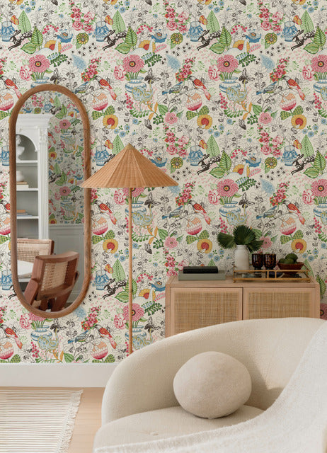 Purchase 4135-12801 A-Street Wallpaper, Whimsy Multicolor Fauna - Whimsy12