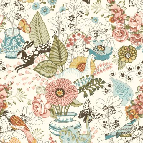 Purchase 4135-12802 A-Street Wallpaper, Whimsy Pink Fauna - Whimsy