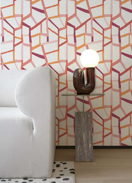 Purchase 4135-25846 A-Street Wallpaper, Tate Pink Geometric Linen - Whimsy12