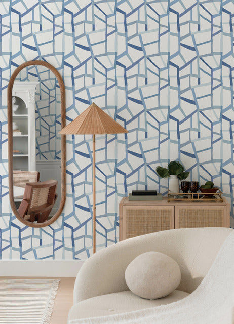 Purchase 4135-25849 A-Street Wallpaper, Tate Blue Geometric Linen - Whimsy1