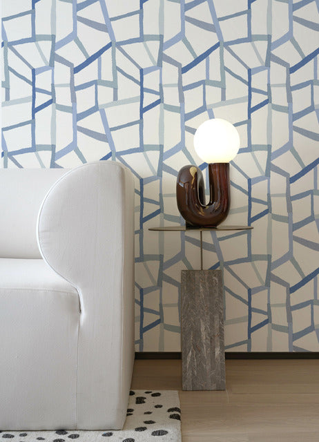 Purchase 4135-25849 A-Street Wallpaper, Tate Blue Geometric Linen - Whimsy12