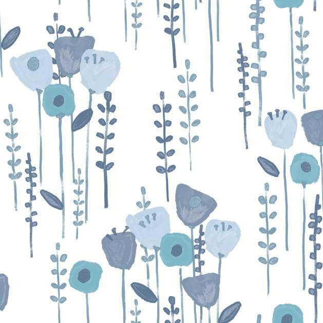 Purchase 4135-27274 A-Street Wallpaper, Mabel Blue Floral Field - Whimsy