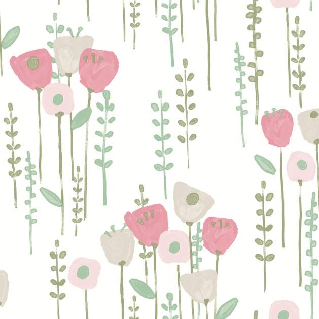 Purchase 4135-27275 A-Street Wallpaper, Mabel Pink Floral Field - Whimsy