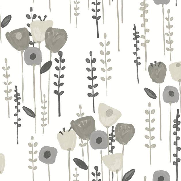 Purchase 4135-27277 A-Street Wallpaper, Mabel Grey Floral Field - Whimsy