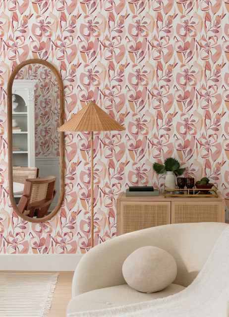 Purchase 4135-27279 A-Street Wallpaper, Nathalie Coral Abstract Blooms - Whimsy12