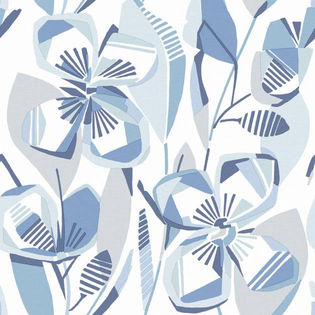 Purchase 4135-27281 A-Street Wallpaper, Nathalie Blue Abstract Blooms - Whimsy