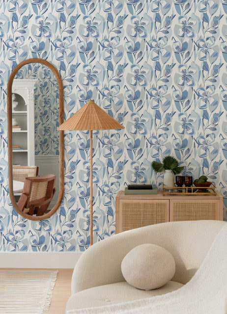 Purchase 4135-27281 A-Street Wallpaper, Nathalie Blue Abstract Blooms - Whimsy12