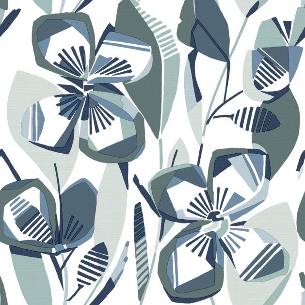 Purchase 4135-27283 A-Street Wallpaper, Nathalie Navy Abstract Blooms - Whimsy