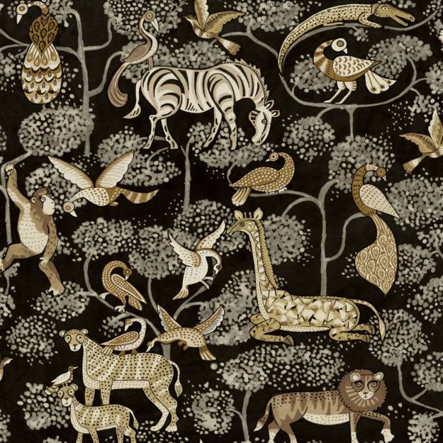 Purchase 4135-27287 A-Street Wallpaper, Rigby Black Jungle Animals - Whimsy