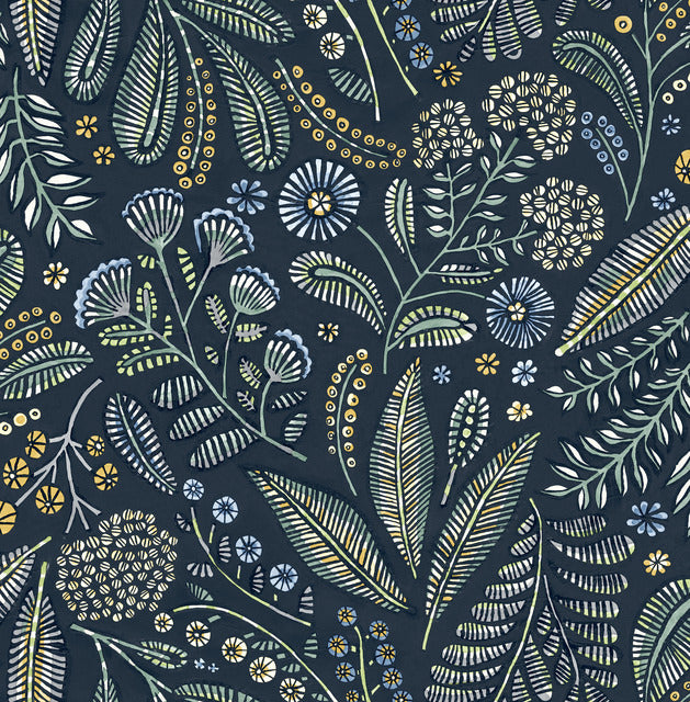 Purchase 4135-27293 A-Street Wallpaper, Briar Navy Floral - Whimsy