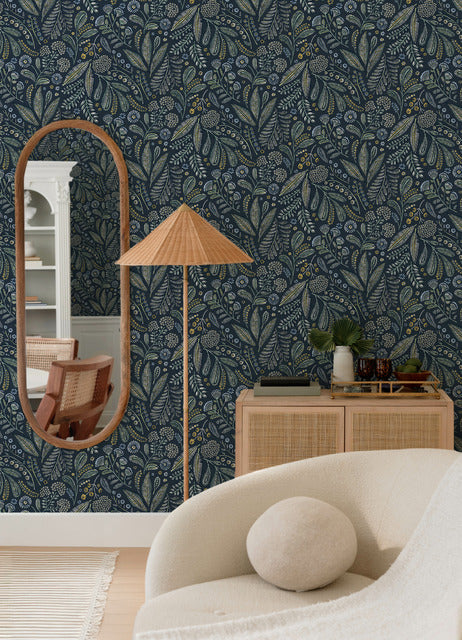 Purchase 4135-27293 A-Street Wallpaper, Briar Navy Floral - Whimsy12