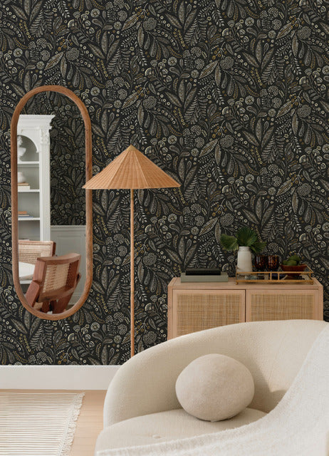 Purchase 4135-27296 A-Street Wallpaper, Briar Black Floral - Whimsy12