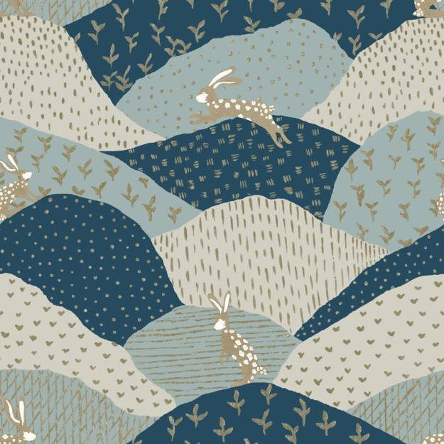 Purchase 4135-27300 A-Street Wallpaper, Peter Blue Rabbit Fields - Whimsy