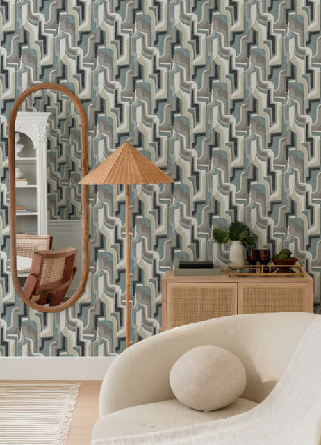 Purchase 4135-72702 A-Street Wallpaper, Tulum Denim Surreal Shapes - Whimsy12