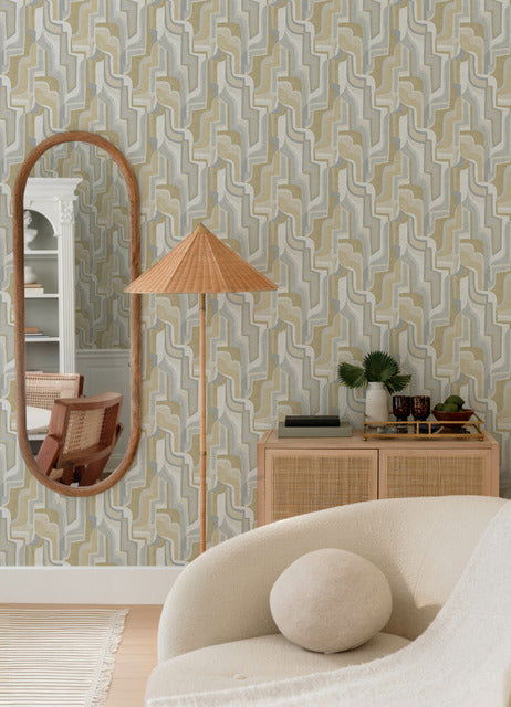 Purchase 4135-72703 A-Street Wallpaper, Tulum Khaki Surreal Shapes - Whimsy12