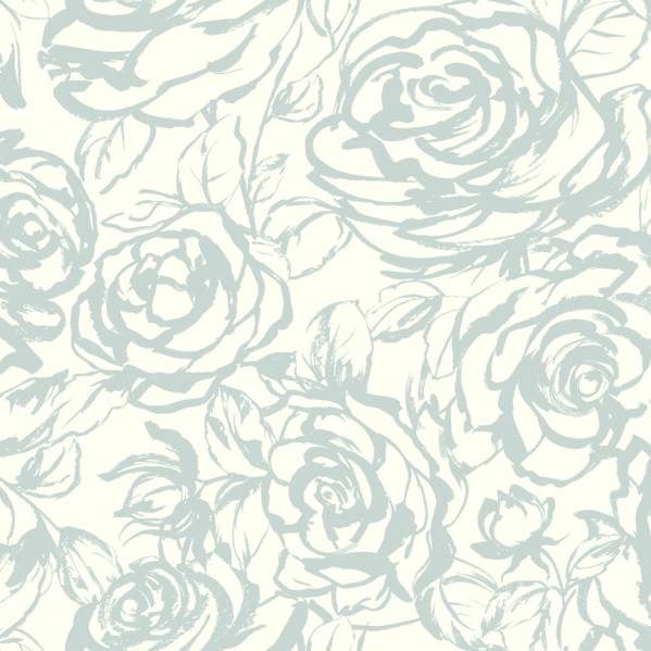 Purchase 4135-72706 A-Street Wallpaper, Nelda Light Blue Rose - Whimsy