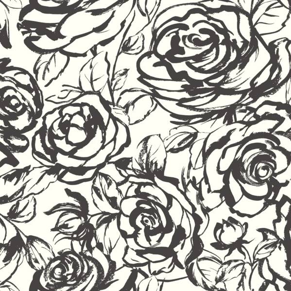 Purchase 4135-72707 A-Street Wallpaper, Nelda Black Rose - Whimsy