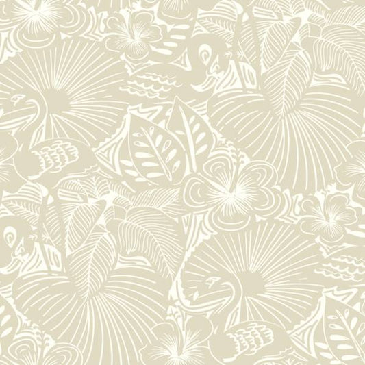 Purchase 4135-72713 A-Street Wallpaper, Idalia Beige Floral Flamingo - Whimsy