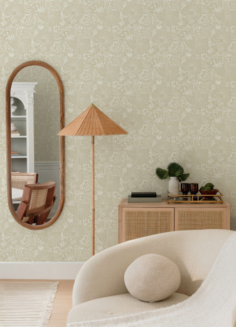 Purchase 4135-72713 A-Street Wallpaper, Idalia Beige Floral Flamingo - Whimsy12