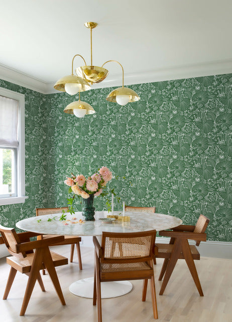 Purchase 4135-72714 A-Street Wallpaper, Idalia Green Floral Flamingo - Whimsy1