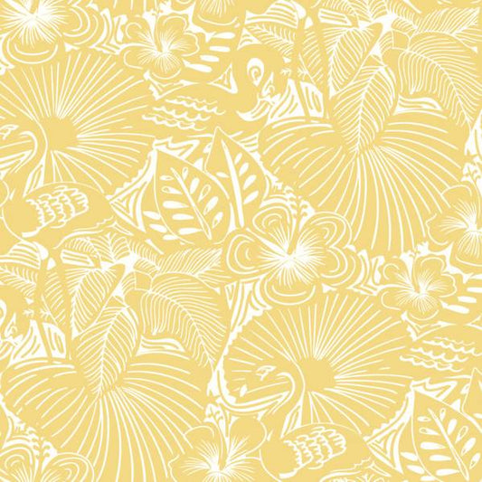 Purchase 4135-72715 A-Street Wallpaper, Idalia Yellow Floral Flamingo - Whimsy