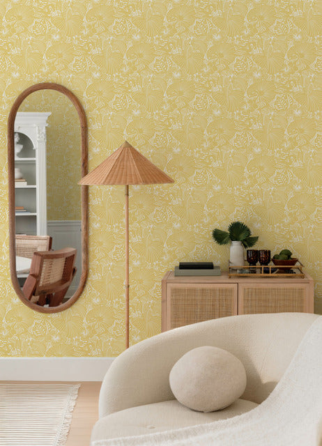 Purchase 4135-72715 A-Street Wallpaper, Idalia Yellow Floral Flamingo - Whimsy12