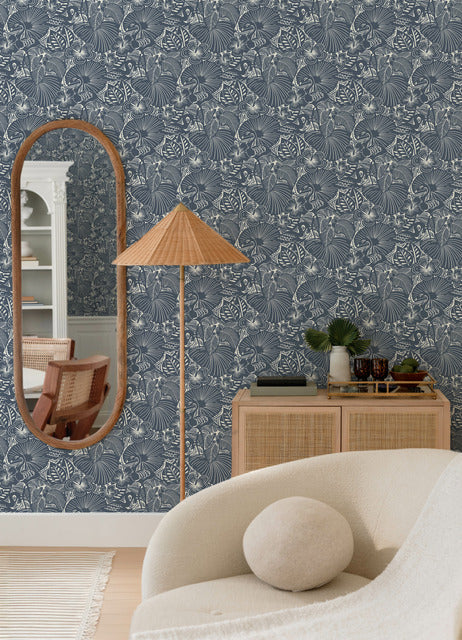 Purchase 4135-72716 A-Street Wallpaper, Idalia Navy Floral Flamingo - Whimsy12