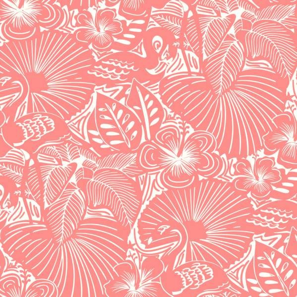 Purchase 4135-72717 A-Street Wallpaper, Idalia Coral Floral Flamingo - Whimsy