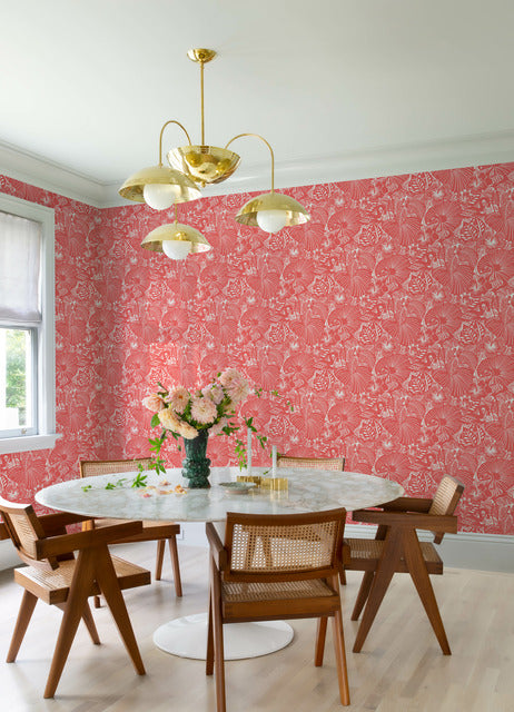 Purchase 4135-72717 A-Street Wallpaper, Idalia Coral Floral Flamingo - Whimsy1