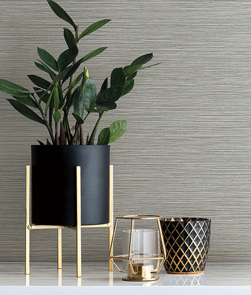 Purchase 4140-3719 Warner Wallpaper, Leicester Slate Metallic Stripe - Dimensional Accents1