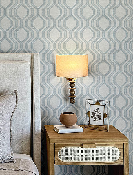 Purchase 4141-27102 A-Street Prints Wallpaper, Burton Light Blue Modern Ogee - Solace12