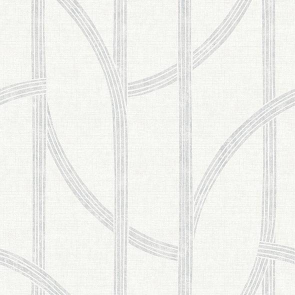 Purchase 4141-27138 A-Street Prints Wallpaper, Harlow Silver Curved Contours - Solace