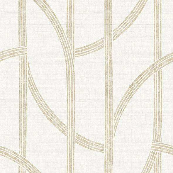 Purchase 4141-27139 A-Street Prints Wallpaper, Harlow Gold Curved Contours - Solace