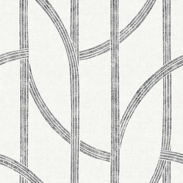 Purchase 4141-27141 A-Street Prints Wallpaper, Harlow Black Curved Contours - Solace