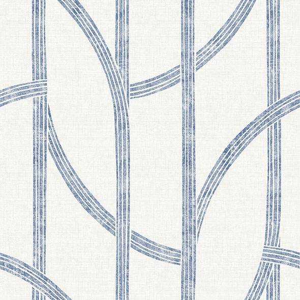 Purchase 4141-27142 A-Street Prints Wallpaper, Harlow Indigo Curved Contours - Solace