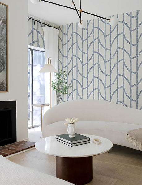 Purchase 4141-27142 A-Street Prints Wallpaper, Harlow Indigo Curved Contours - Solace1